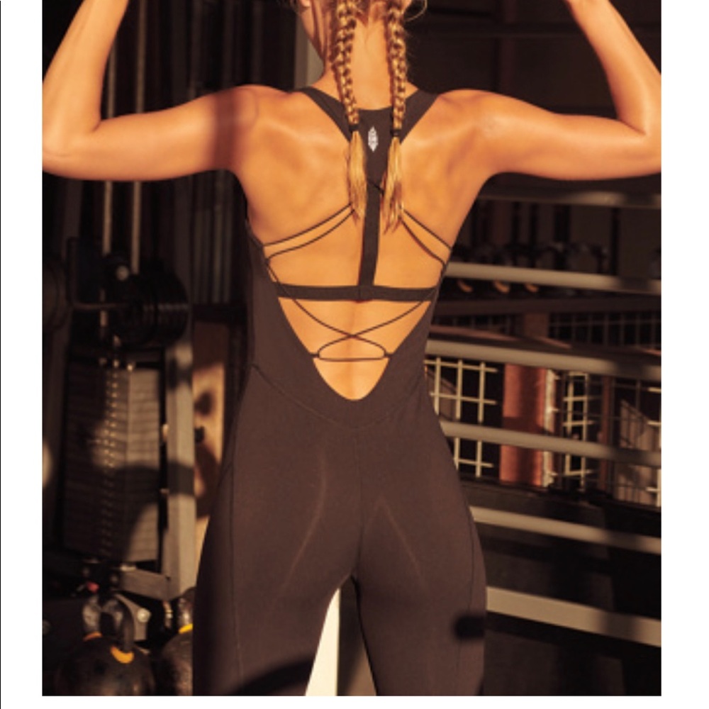 Free People Black Strappy Jumpsuit